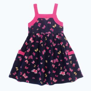 Navy Blue Butterfly Girl Cotton Dress